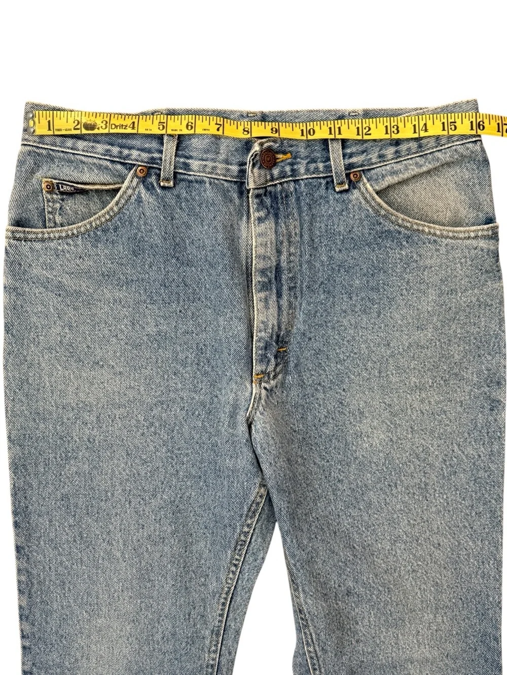 Vintage Lee USA Union Made Straight Leg Jeans 34x34 Fits 32x32 Medium Blue Wash - Picture 10 of 15
